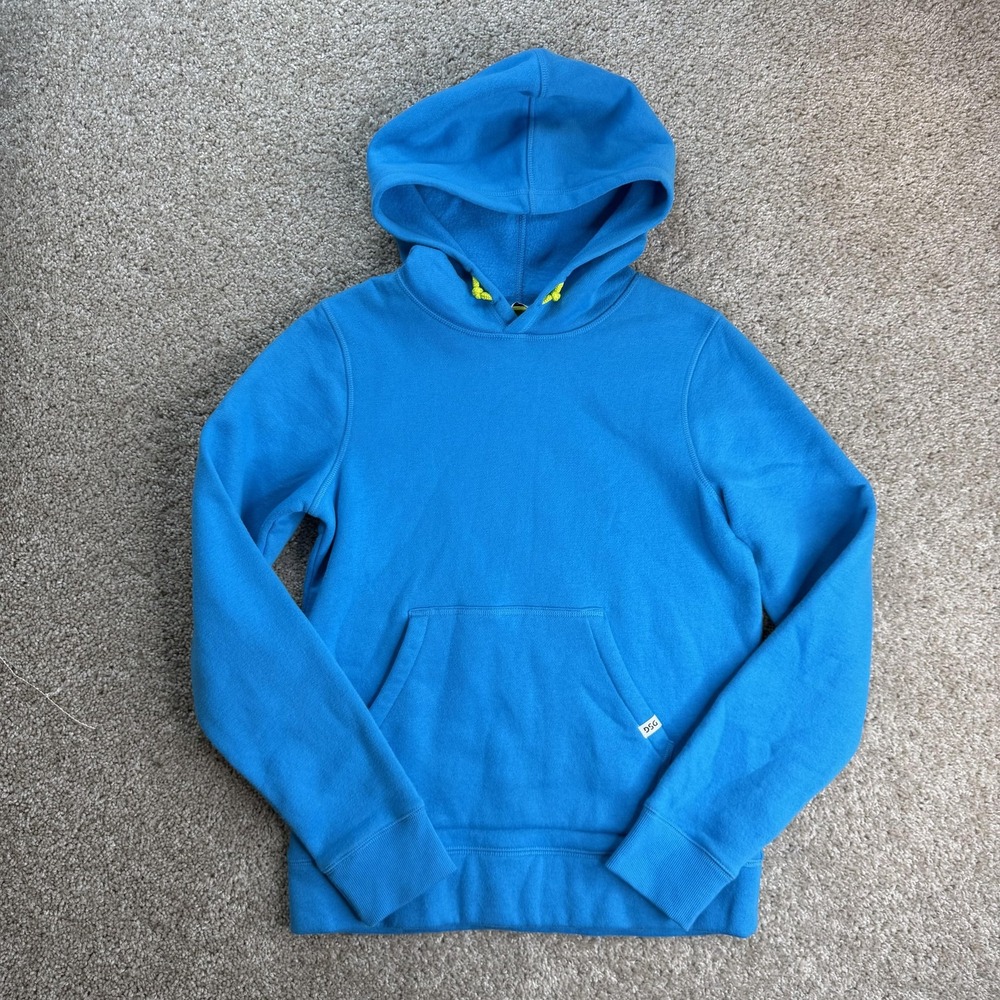 DSG Hoodie Youth Large Blue Fleece Pullover Sweatshirt Kangaroo Pocket Kids